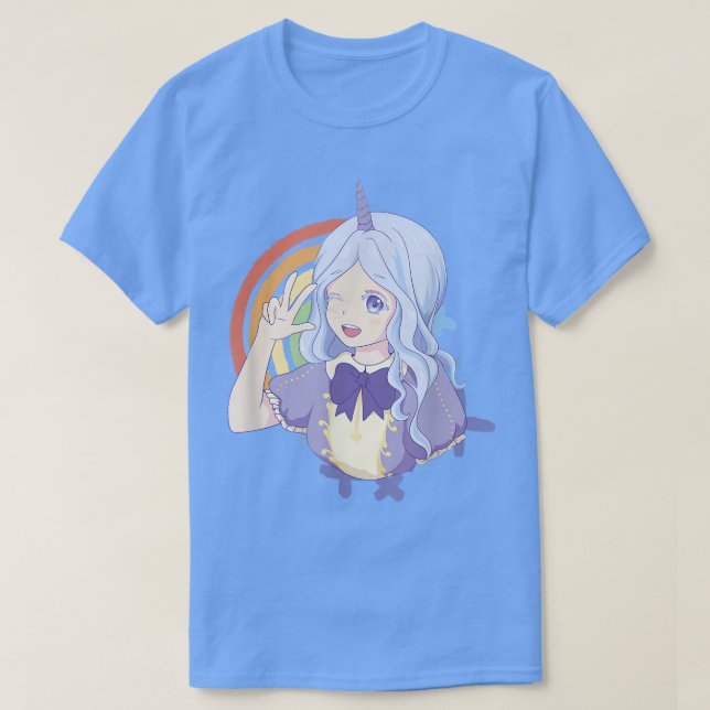 T-shirt Anime Japan Girl Fabulous Beauté Unicorn (Design devant)