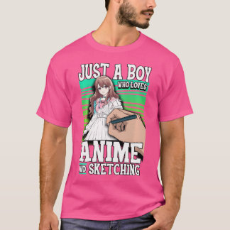 T-shirt Anime Juste Un Garçon Qui Aime Anime Et Sketching 