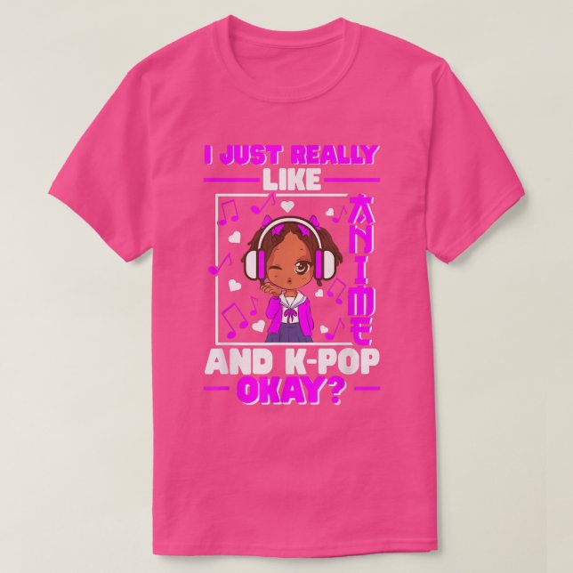 T-shirt Anime K Pop African American Black Girl Kpop Music (Design devant)