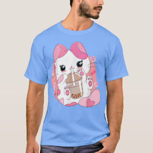 T-shirt Anime Kawaii Chat Boba Bubble Tea Femmes Hommes Ad