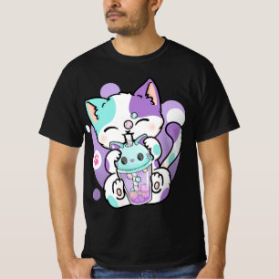 T-shirt Anime Kawaii Chat Boba Buble Tea Neko Boba Tea Cat