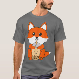 T-shirt Anime Kawaii Fox Boba Bubble Tea Girls Ka