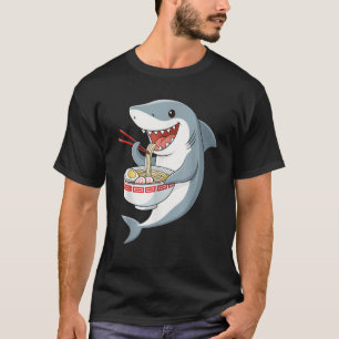 T-shirt Anime Kawaii Requin Manger Ramen Nouilles Cadeaux