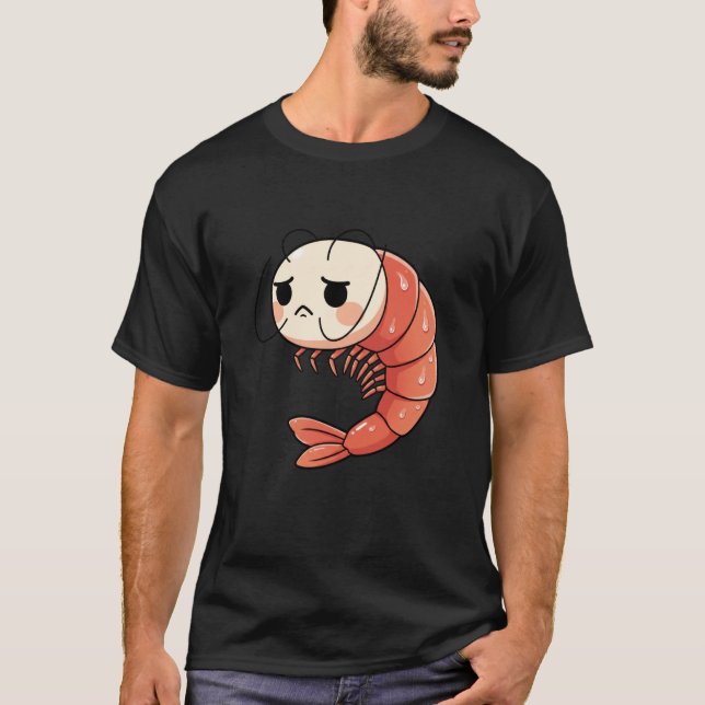 T-shirt Anime Kawaii Shrimp Chibi, Cute Grumpy Shrimp Mang (Devant)