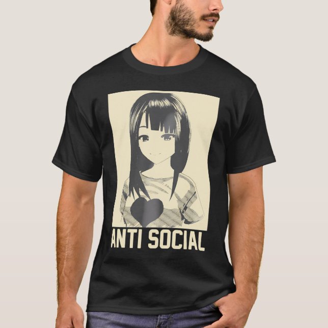 T-shirt Anime Manga esthétique japonaise Goth antisocial E (Devant)
