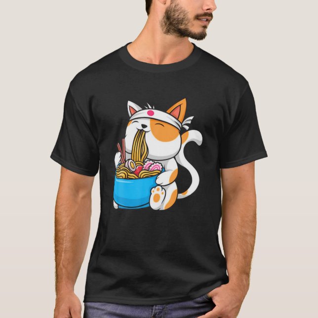 T-shirt Anime Manga Ramen Chat Anime Tee Japonais (Devant)