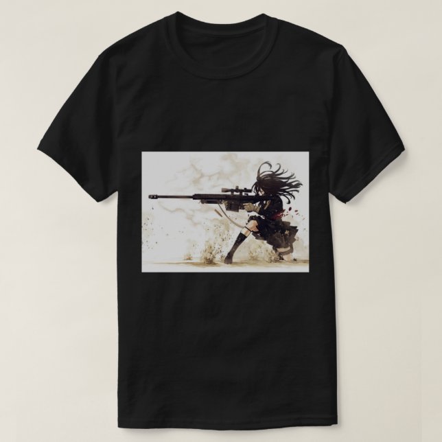T-shirt Anime Militaire Sniper Girl (Design devant)
