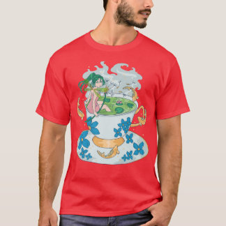 T-shirt Anime Nature Fée Thé Lover Cute Kawaii Poisson Fan