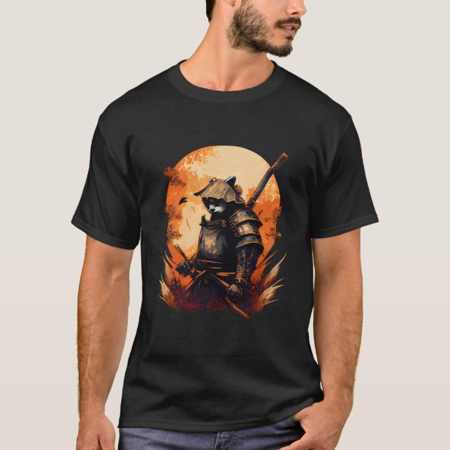 T-shirt Anime Panda Kawaii Style Japonais Samouraï (Devant)