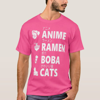 T-shirt Anime Ramen Boba Cats Japanese Food Lover Manga Ot