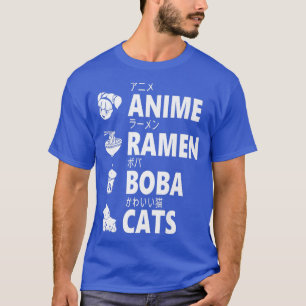 T-shirt Anime Ramen Boba Chats Nourriture Japonaise Lover 
