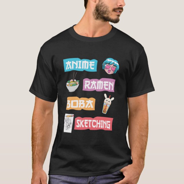 T-shirt Anime Ramen Boba Sketting - Juste Un Anime Gir mig (Devant)