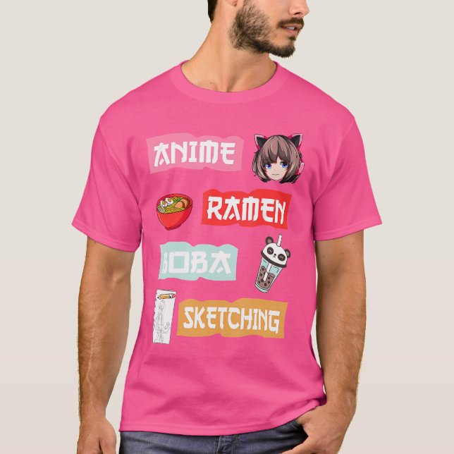 T-shirt Anime Ramen Boba Sketting - Kawaii Anime Lover Gi (Devant)