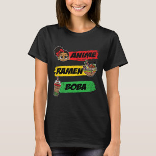 T-shirt Anime Ramen Boby Noir Histoire Mois Hommes Fille F