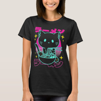 T-shirt Anime Ramen Cat Retro Japanese Noodles Aesthetic