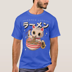 T-shirt Anime Ramen Chat nouilles japonaises Retro Gold Lu