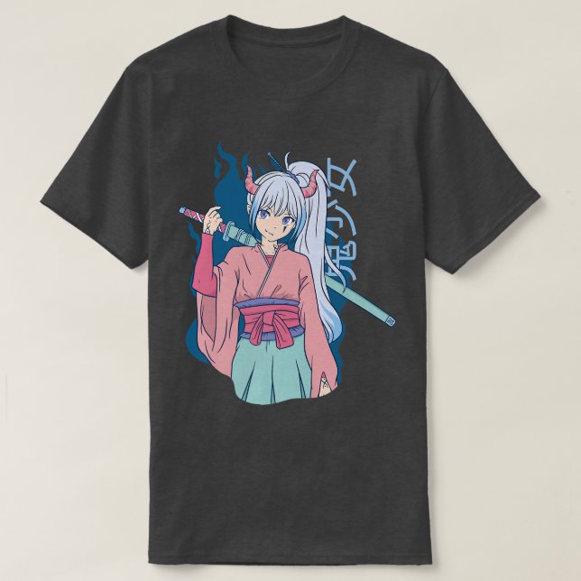 T-shirt Anime Samurai Guerrier Horns Otaku Manga Fighter ( (Design devant)