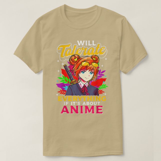 T-shirt Anime Samurai Sword Girl Je tolère tout Abo (Design devant)