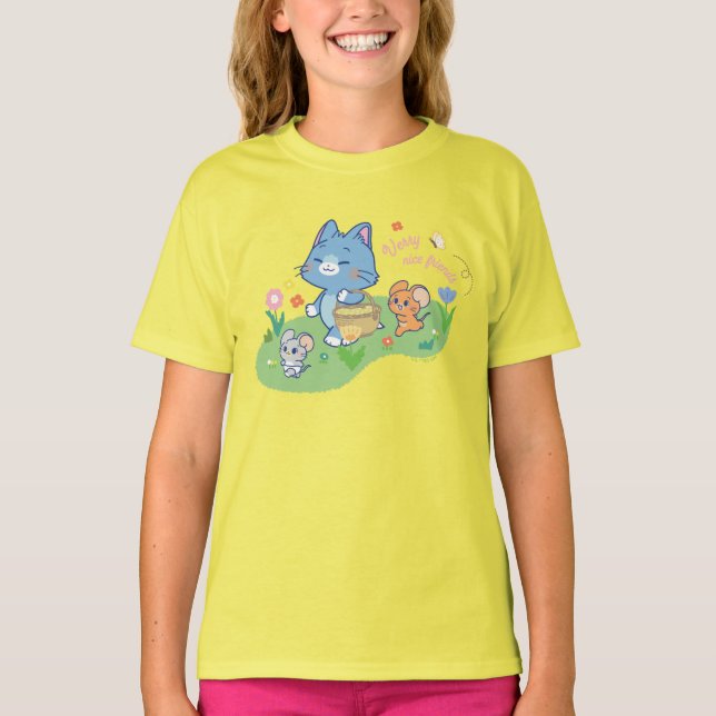T-shirt Anime Tom, Jerry et Tuffy Picnic (Devant)