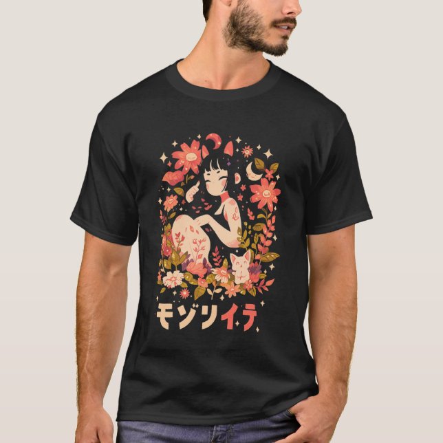 T-shirt Anime Waifu Cute Anime Manga Cat Girl Sweet Retro  (Devant)