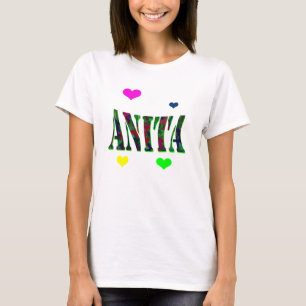 T-shirt Anita, Nom Logo Avec Coeurs Amoureux,