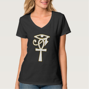 T-shirt Ankh Avec L'Oeil De Ra Horus Hiéroglyphes Système 