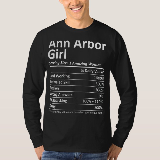 T-shirt Ann Arbor Girl Mi Michigan City Accueil Racines Us (Devant)