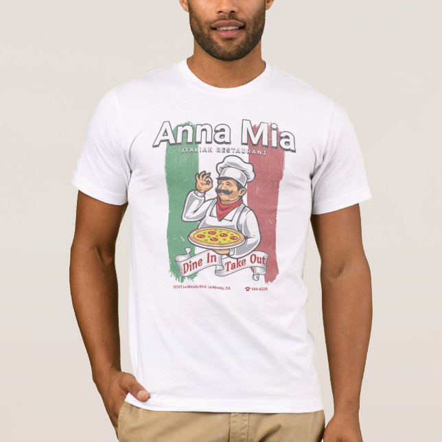 T-shirt Anna Mia Restaurant Italien - Vintage Distressed (Devant)