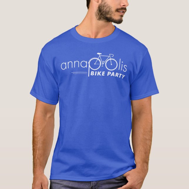 T-shirt Annapolis Bike Party Blue Tee avec logo blanc (Devant)