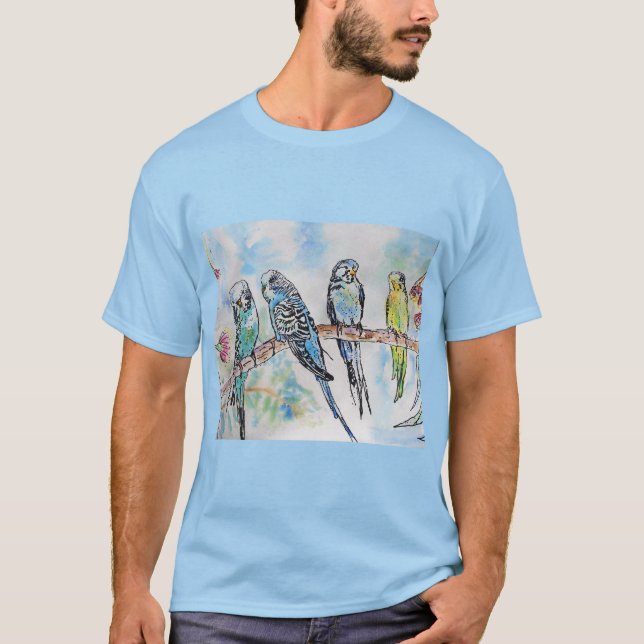 T-shirt Anneau clé d'art de l'Australian Bird Budgie Water (Devant)