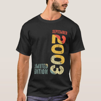 T-shirt Année 2003 Septembre 2003 Retro 2003 Vintage 2003 