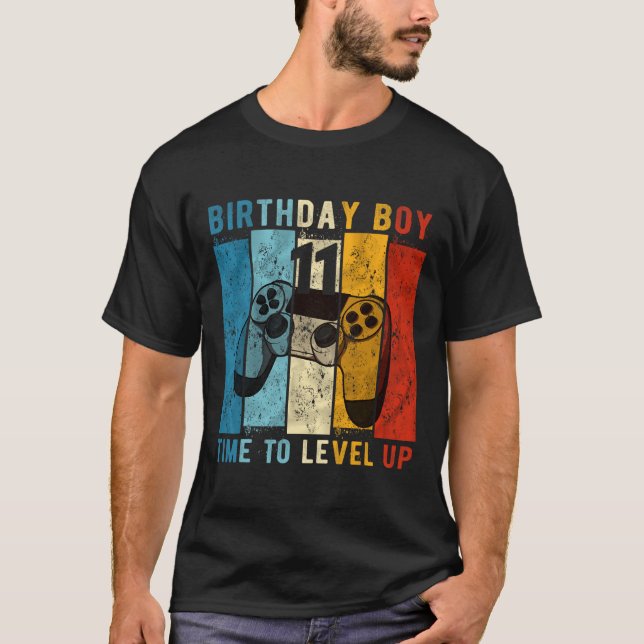 T-shirt Année Anniversaire Garçon 11 Temps De Niveau Jusqu (Devant)