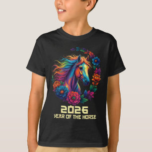 T-shirt Année Cheval 2026 Artwork Chinois Heureux
