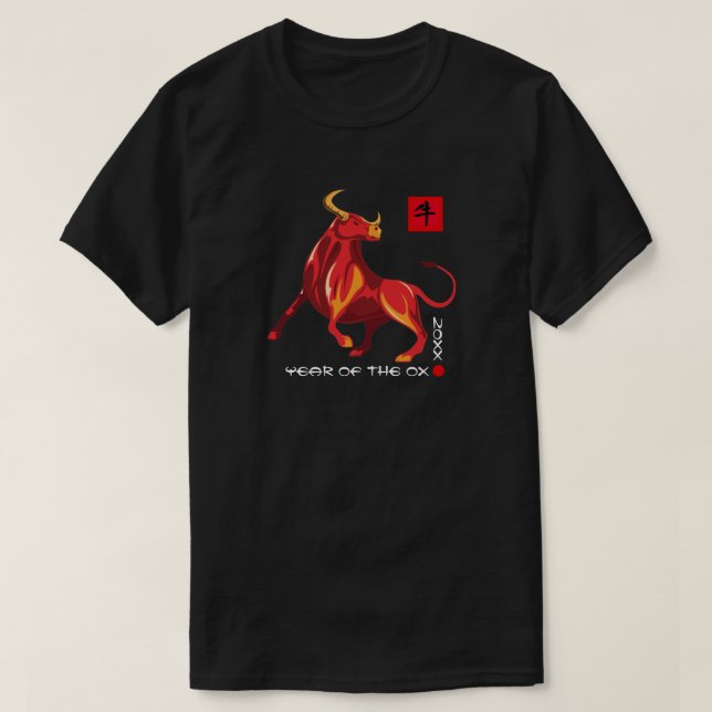 T-shirt Année chinoise du boeuf| Année personnalisée (Design devant)