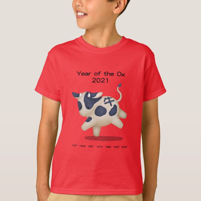 T-shirt Année de l'Ox Cute Zodiac Animal 2021 (Devant)