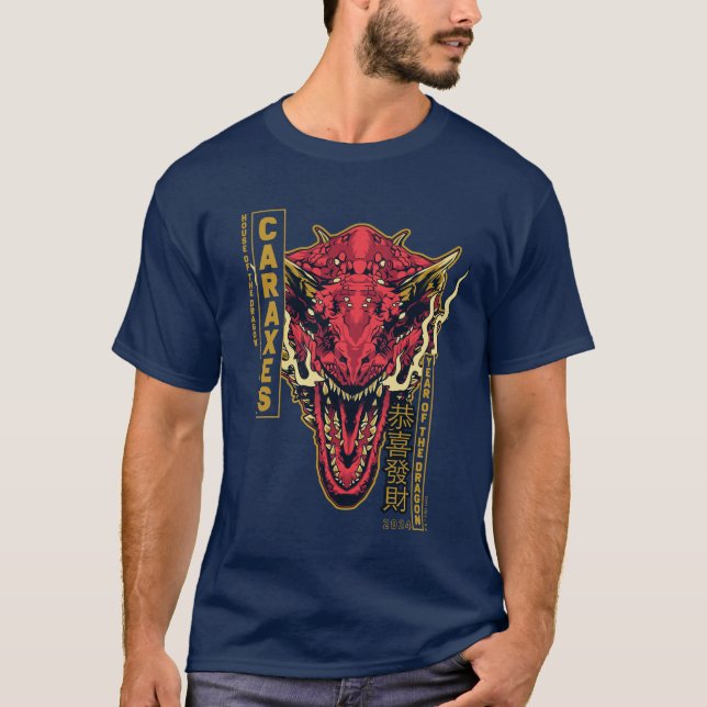 T-shirt Année de tête de Carax du Dragon | 恭 喜 財 發 (Devant)