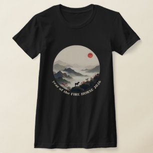 T-shirt Année du Cheval 2026 Nouvel An Montagne Chinois
