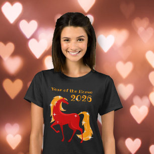 T-shirt Année du Cheval de Feu 2026 Chinois Zodiac femmes