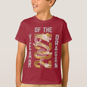 T-shirt Année du Dragon 2024 Blanc Gris Or