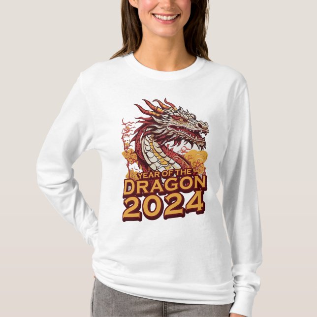 T-shirt Année du dragon 2024 Long Sleeve Femmes (Devant)