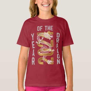 T-shirt Année du Dragon Année 2024 Blanc Gris Or