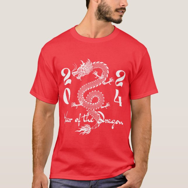 T-shirt Année du Dragon Blanc (Devant)
