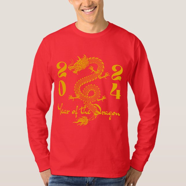 T-shirt Année du Dragon en or (Devant)
