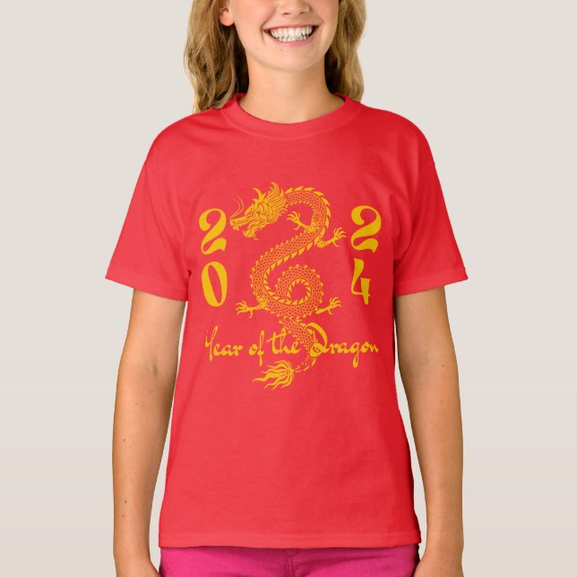 T-shirt Année du Dragon en or (Devant)