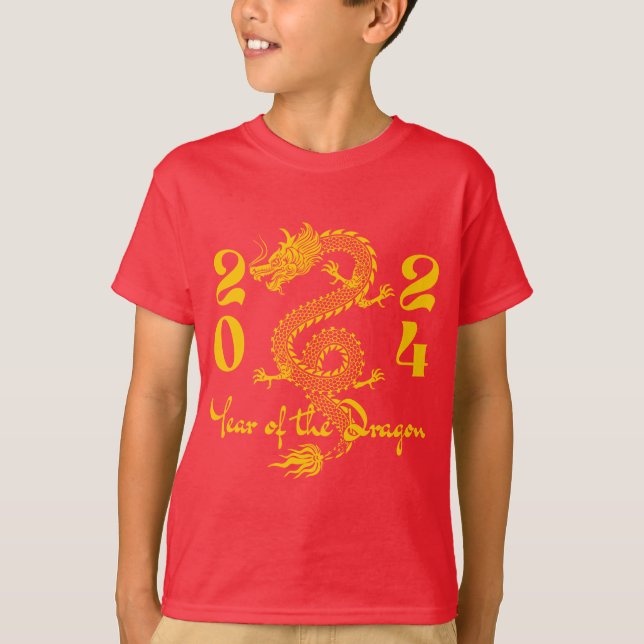 T-shirt Année du Dragon en or (Devant)