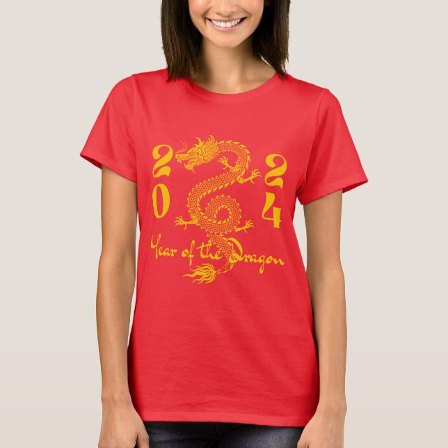 T-shirt Année du Dragon en or (Devant)