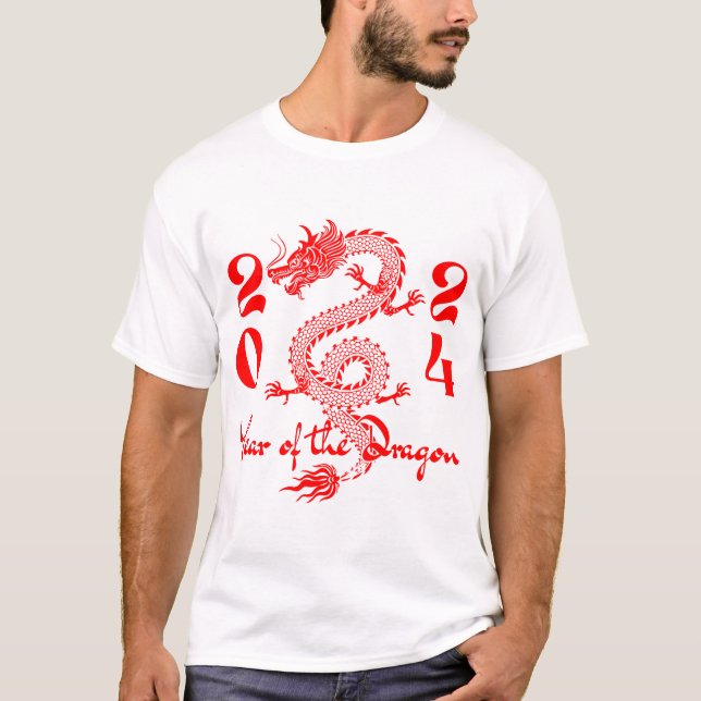 T-shirt Année du Dragon Rouge (Devant)