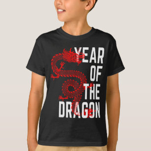 T-shirt Année du Dragon rouge blanc