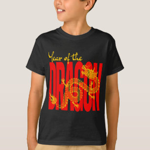 T-shirt Année du Dragon Rouge Or