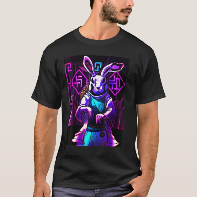 T-shirt Année du lapin 2023 Chine Rabbit Synthwave (Devant)
